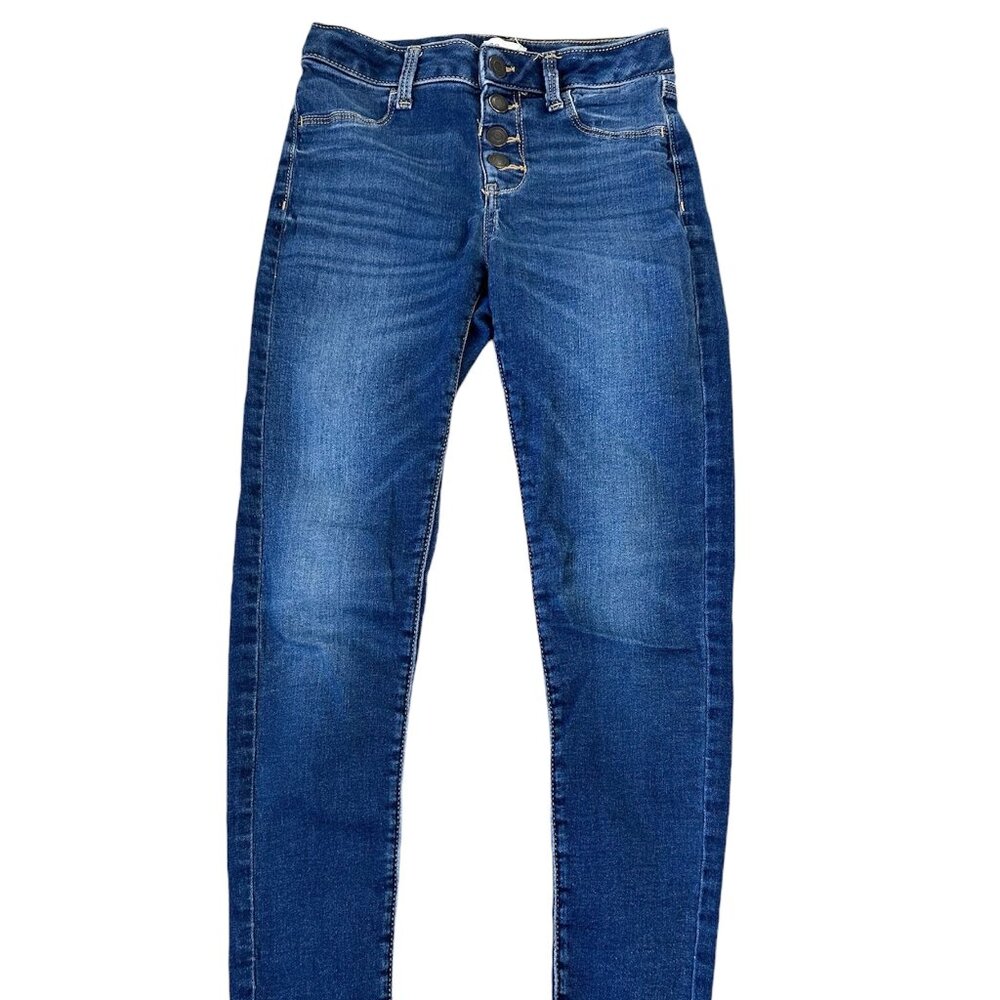 SO Girls Jeans Skinny Blue Pants Size 12 Button Fly Adustable Waist Pre-owned